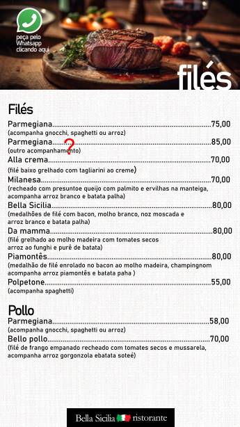Bella Sicilia Ristorante cardápio