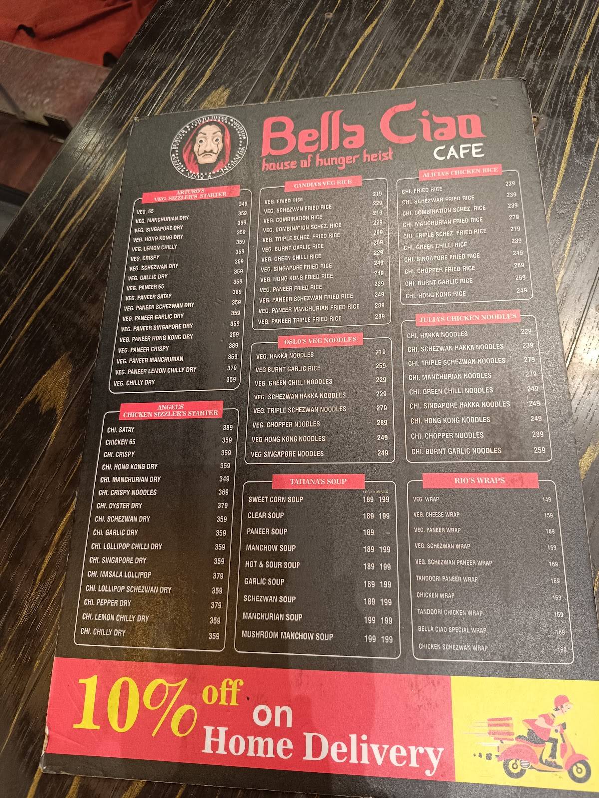 Bella ciao menu