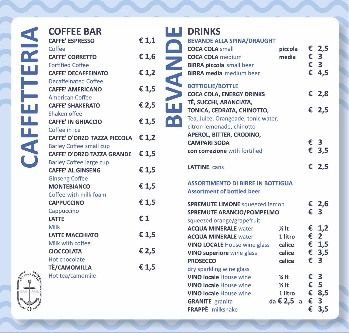 Menu di Bellariva Beach 