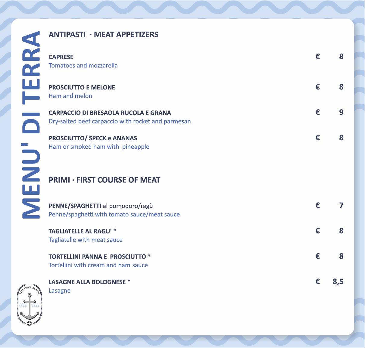 Menu di Bellariva Beach 