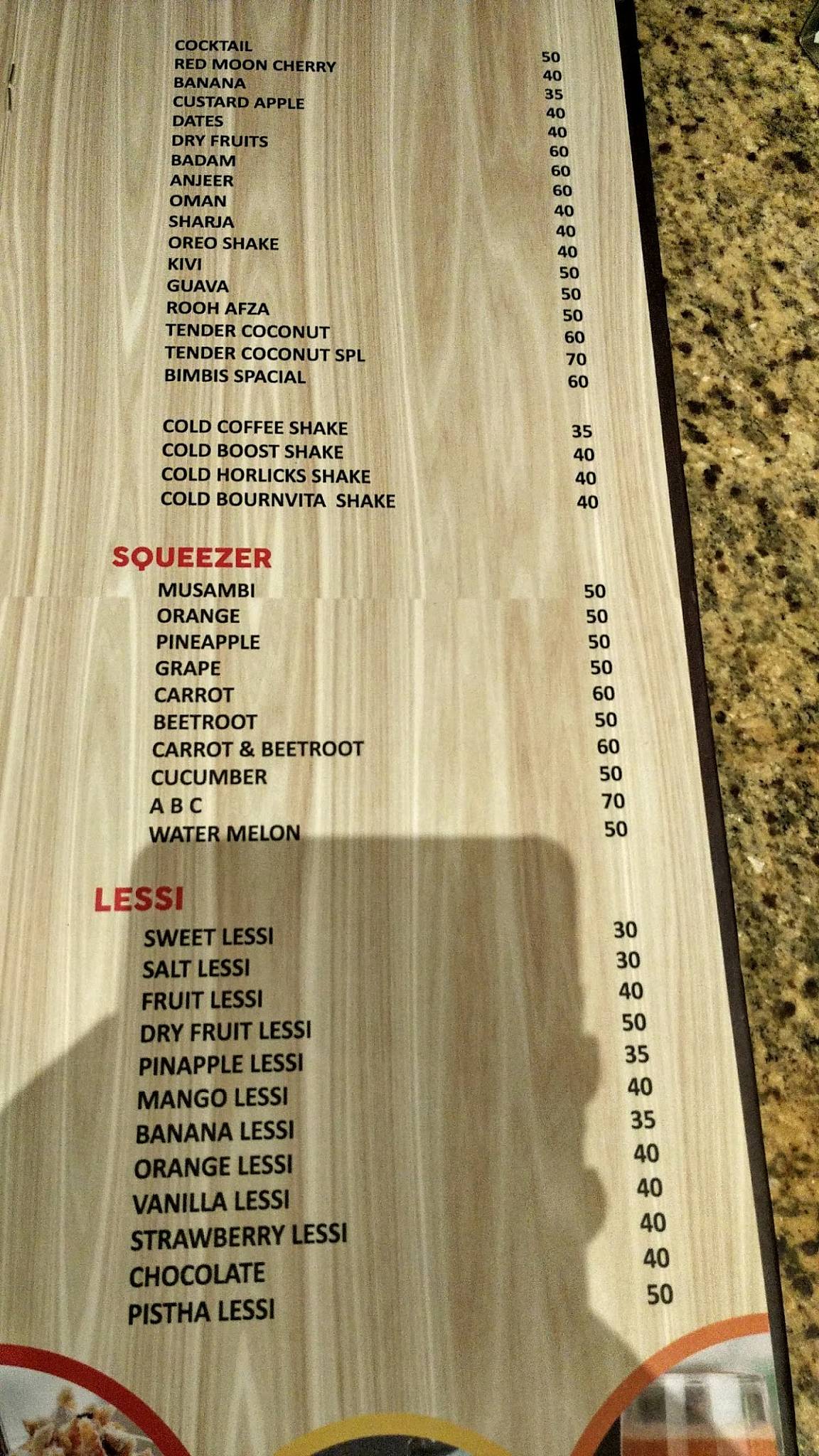 Bim Biz Resto Cafe menu