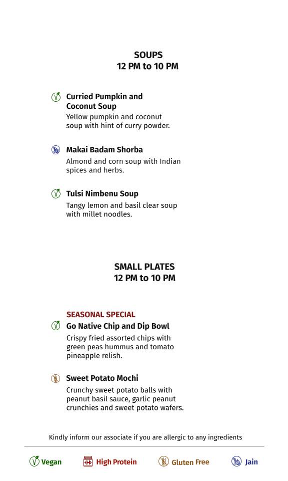 Go Native Whitefield menu