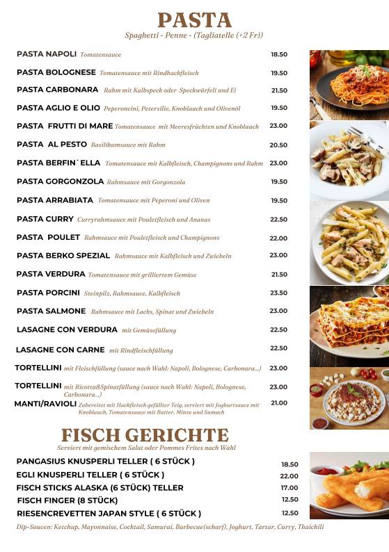 Menu di Berfin'ella 
