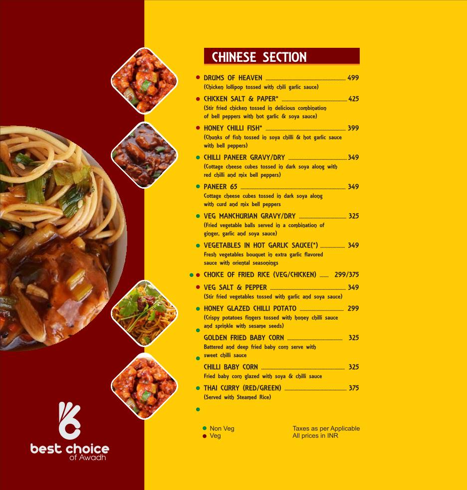 Best Choice Of Awadh menu