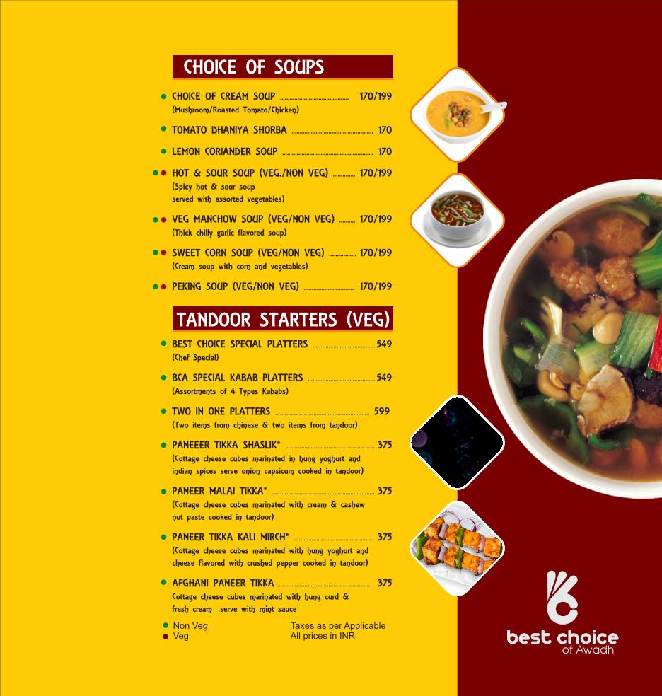 Best Choice Of Awadh menu