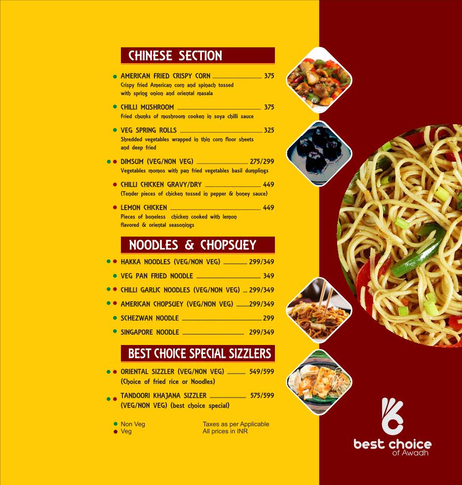 Best Choice Of Awadh menu