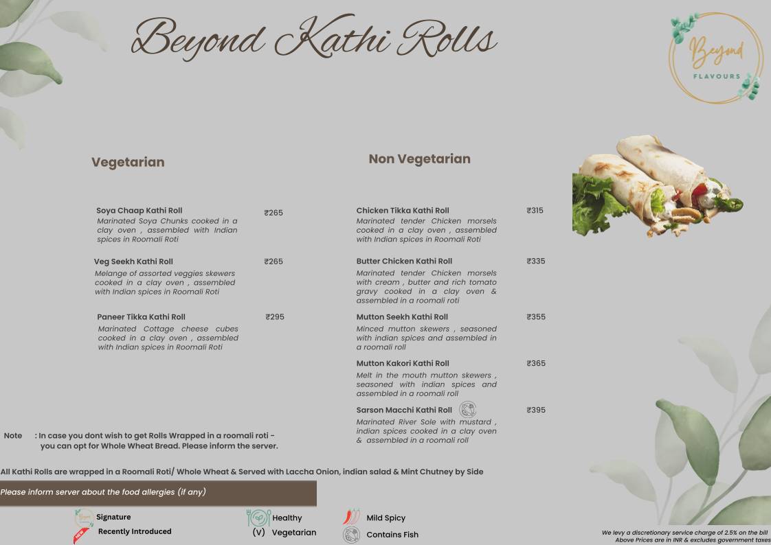 Beyond Flavours menu