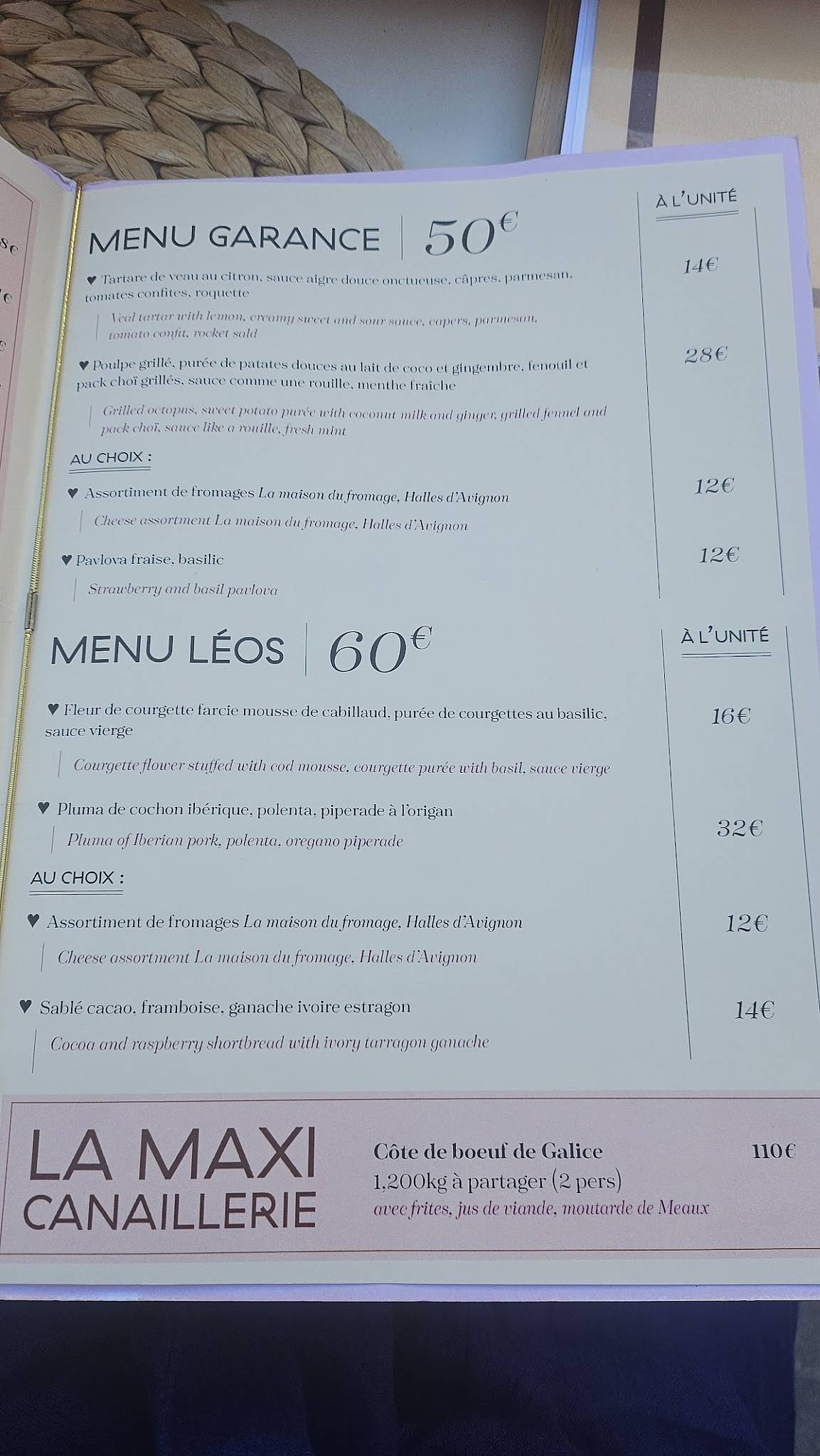 Menu de Bibendum