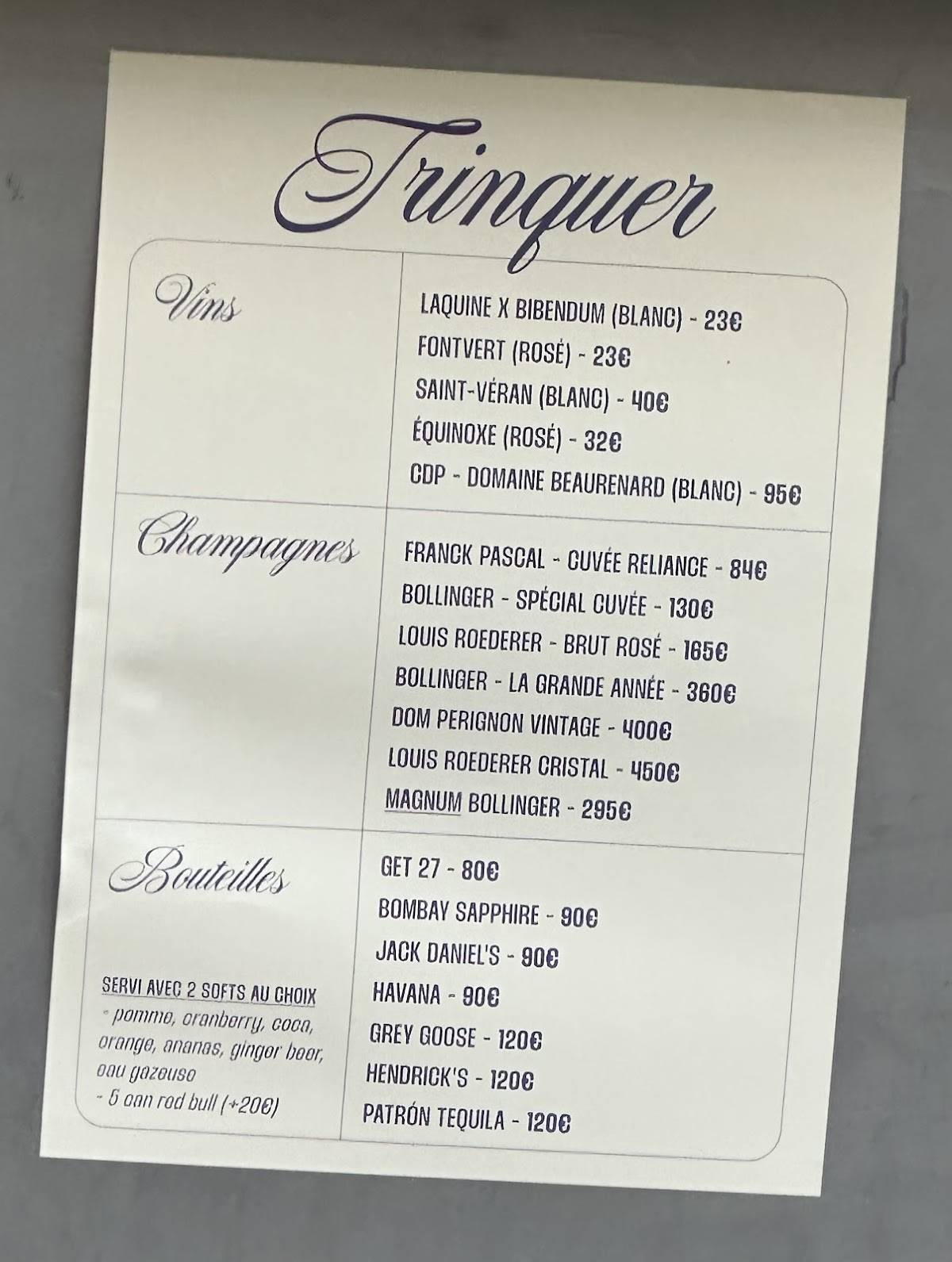 Menu de Bibendum