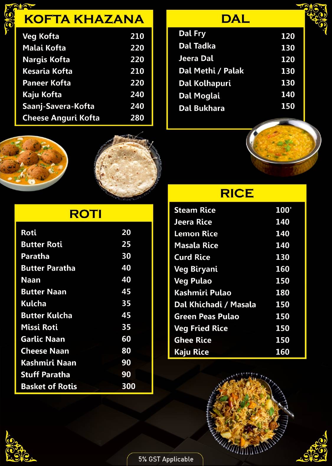 Sitara Family Restaurant menu