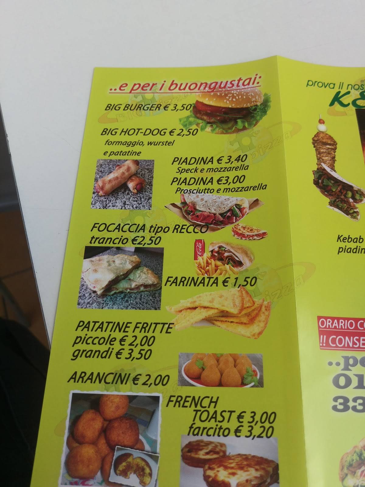 Menu di Big Pizza 