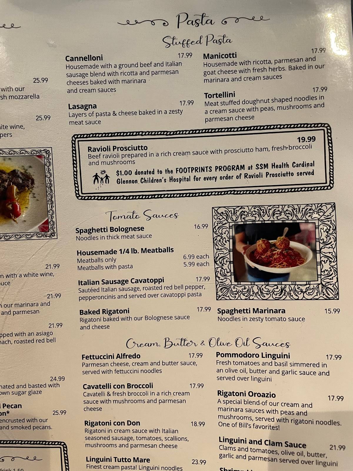 Menu at Bill Gianino's Restaurant, Mehlville