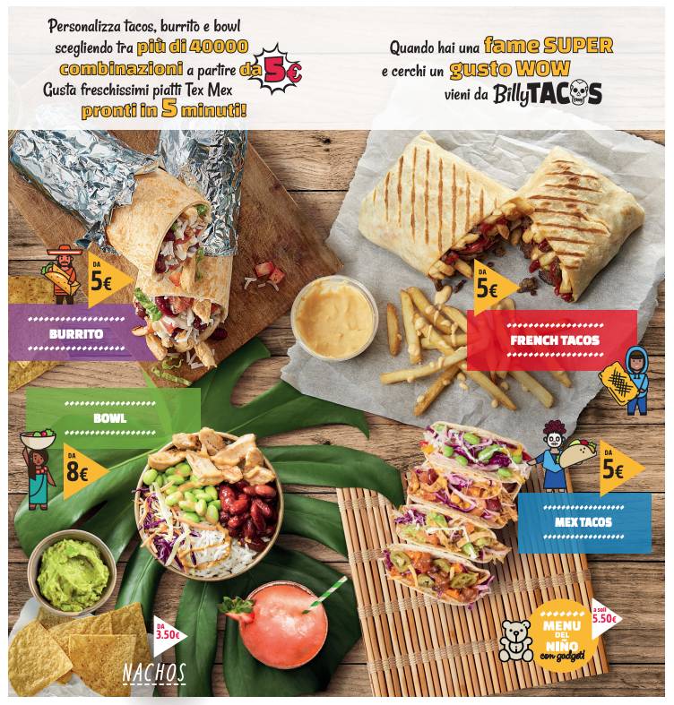 Menu di Billy Tacos - Roma (CC Maximo) 