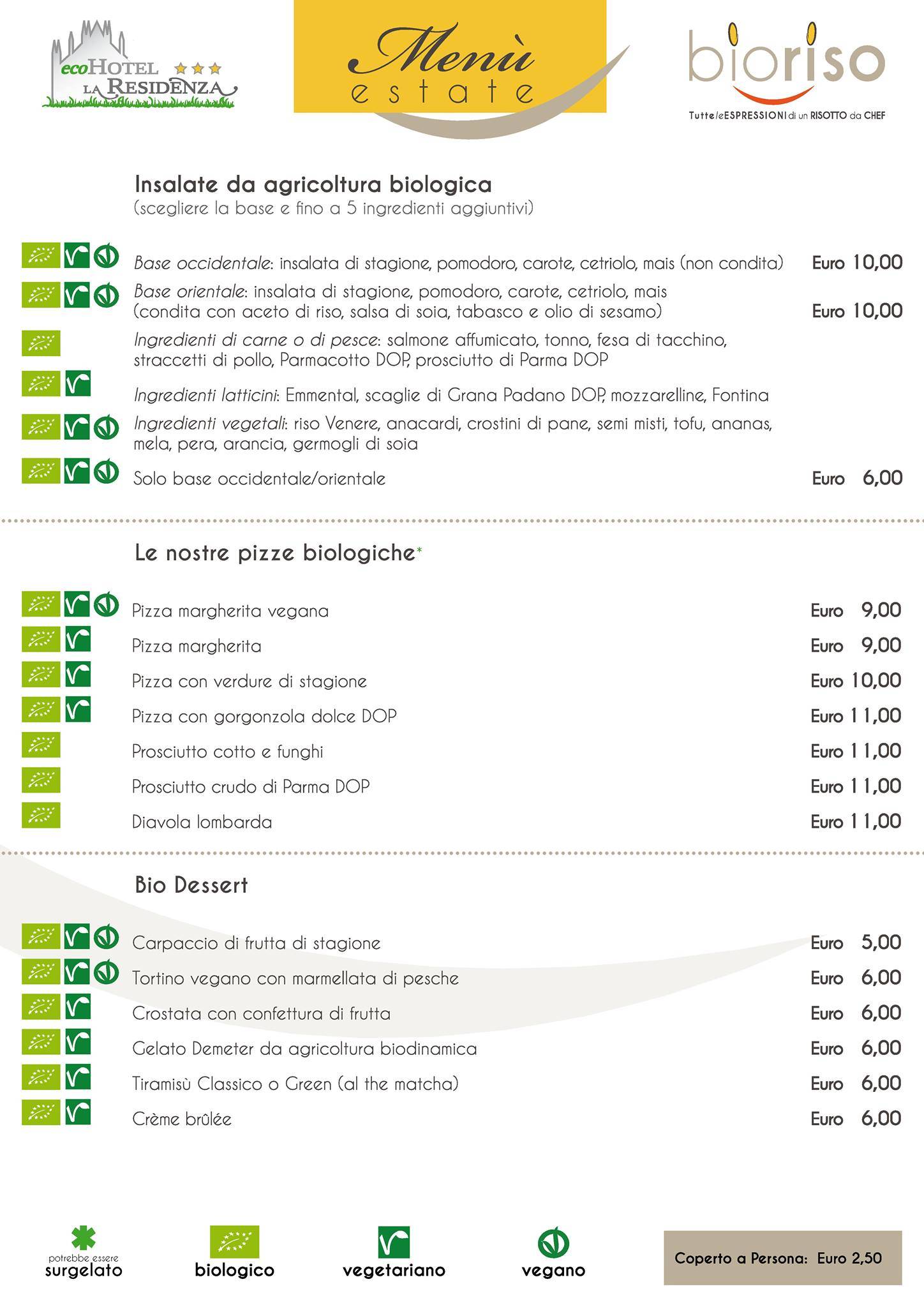 Menu di BioRiso Ristorante Biologico 