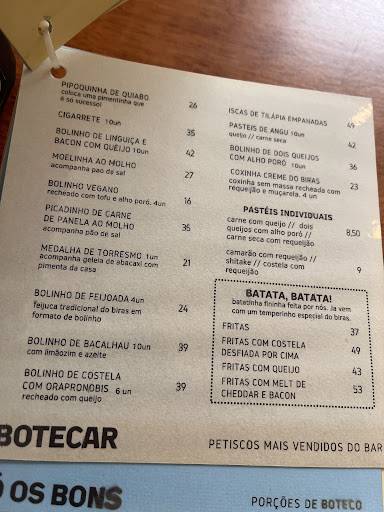 Birosca Bar e Restaurante cardápio