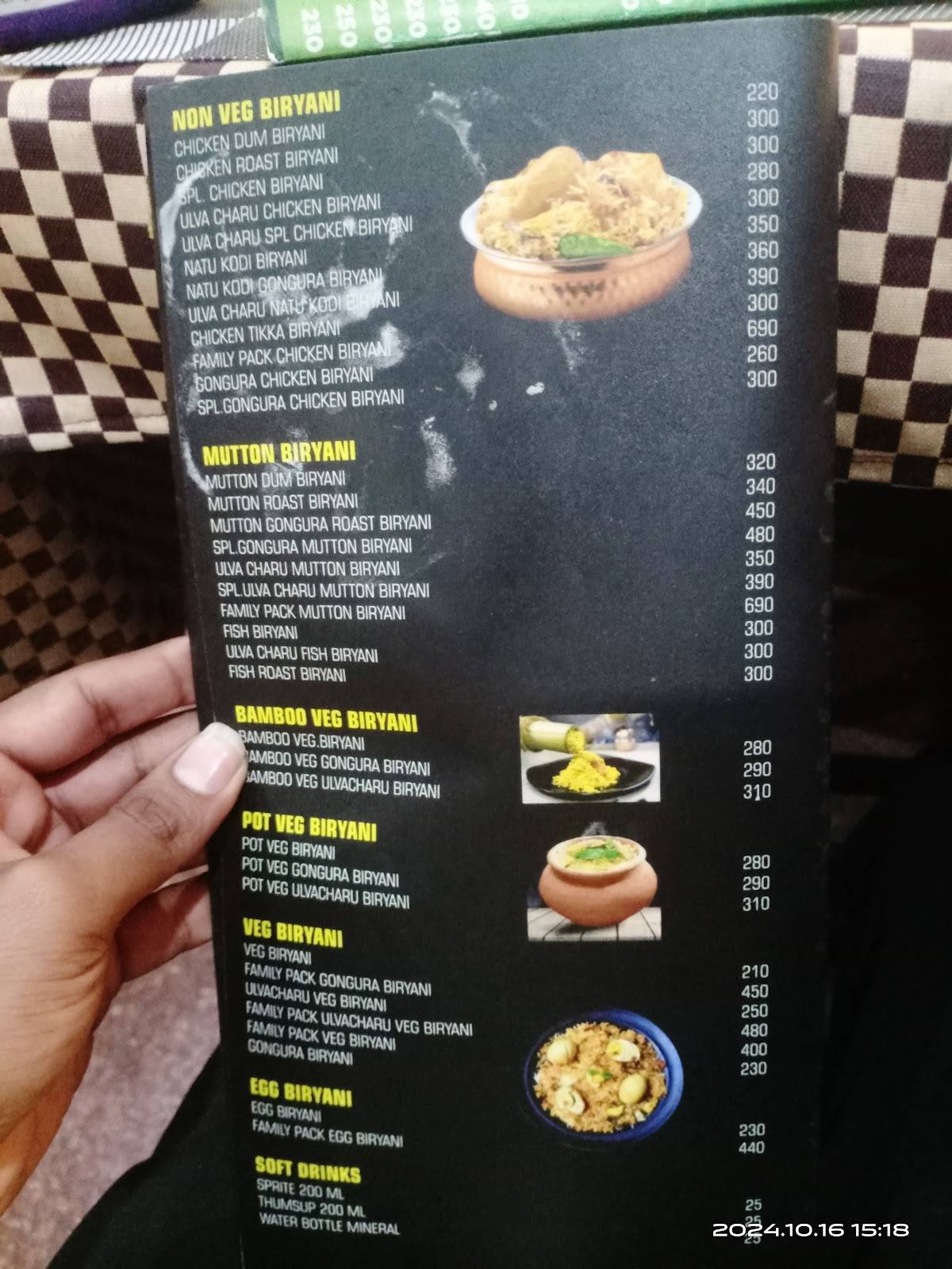 Biryanis & Barbecues FOOD RESTAURANT AND BANQUET HALL menu