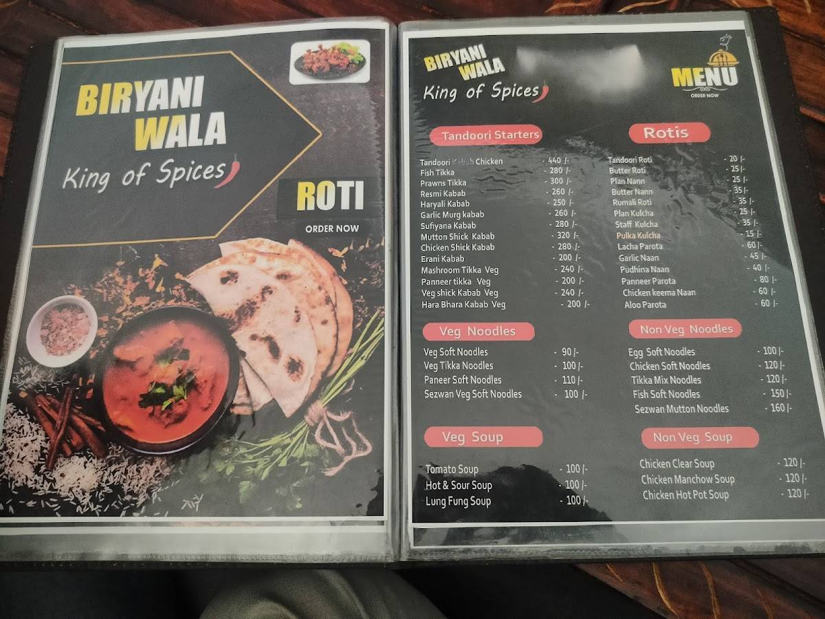 Biryaniwala menu