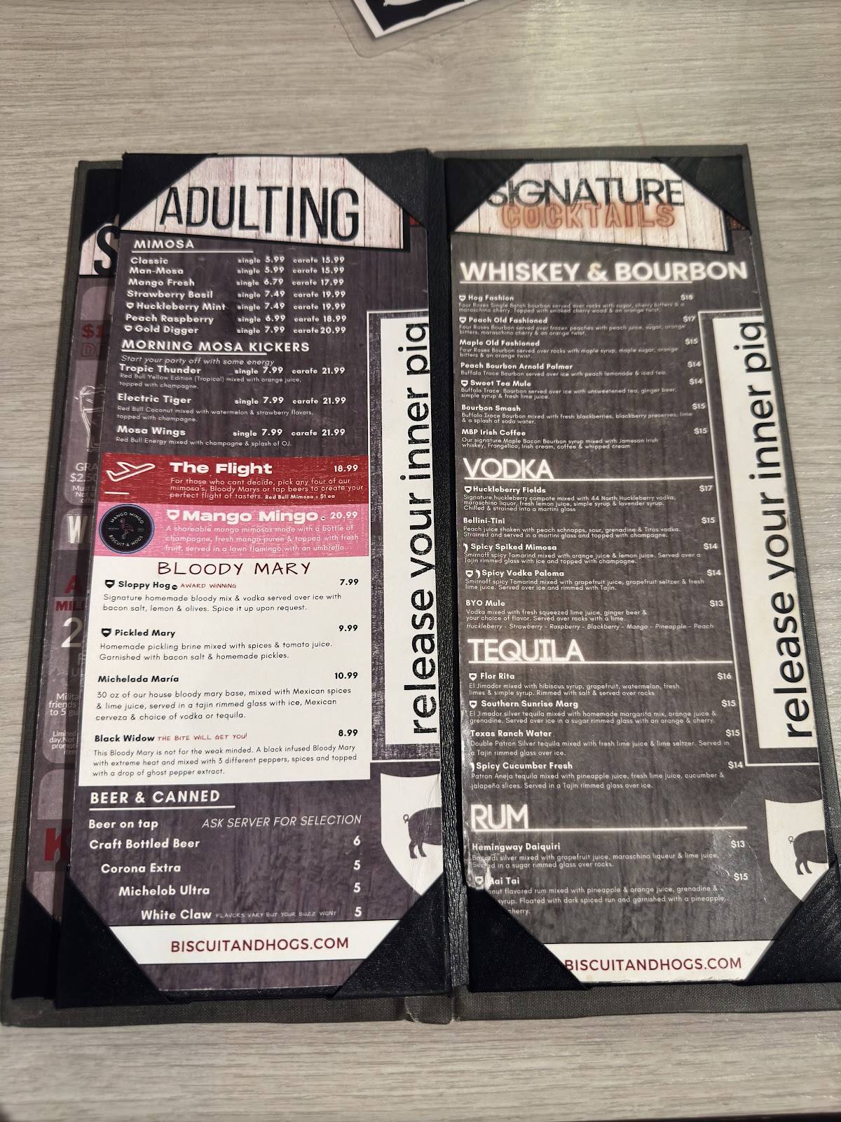 Menu at Biscuit & Hogs restaurant, Ogden