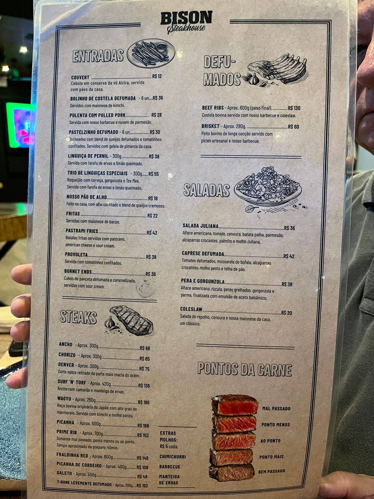 Bison Steakhouse cardápio