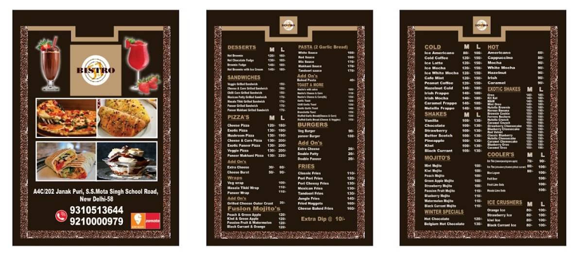 Bistro 57 JANAKPURI menu