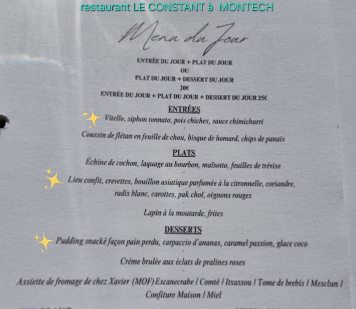 Menu de Bistrot Constant