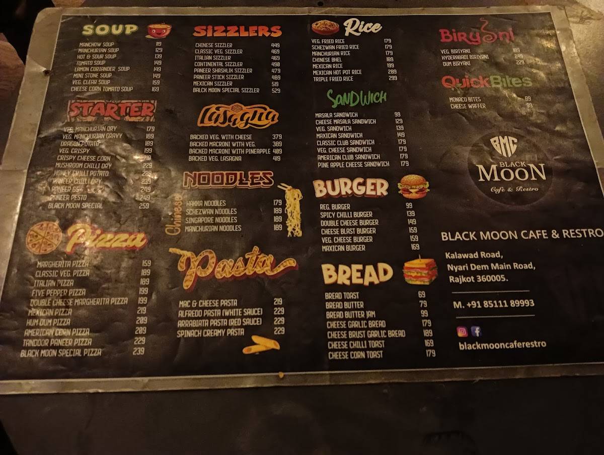Black Moon menu