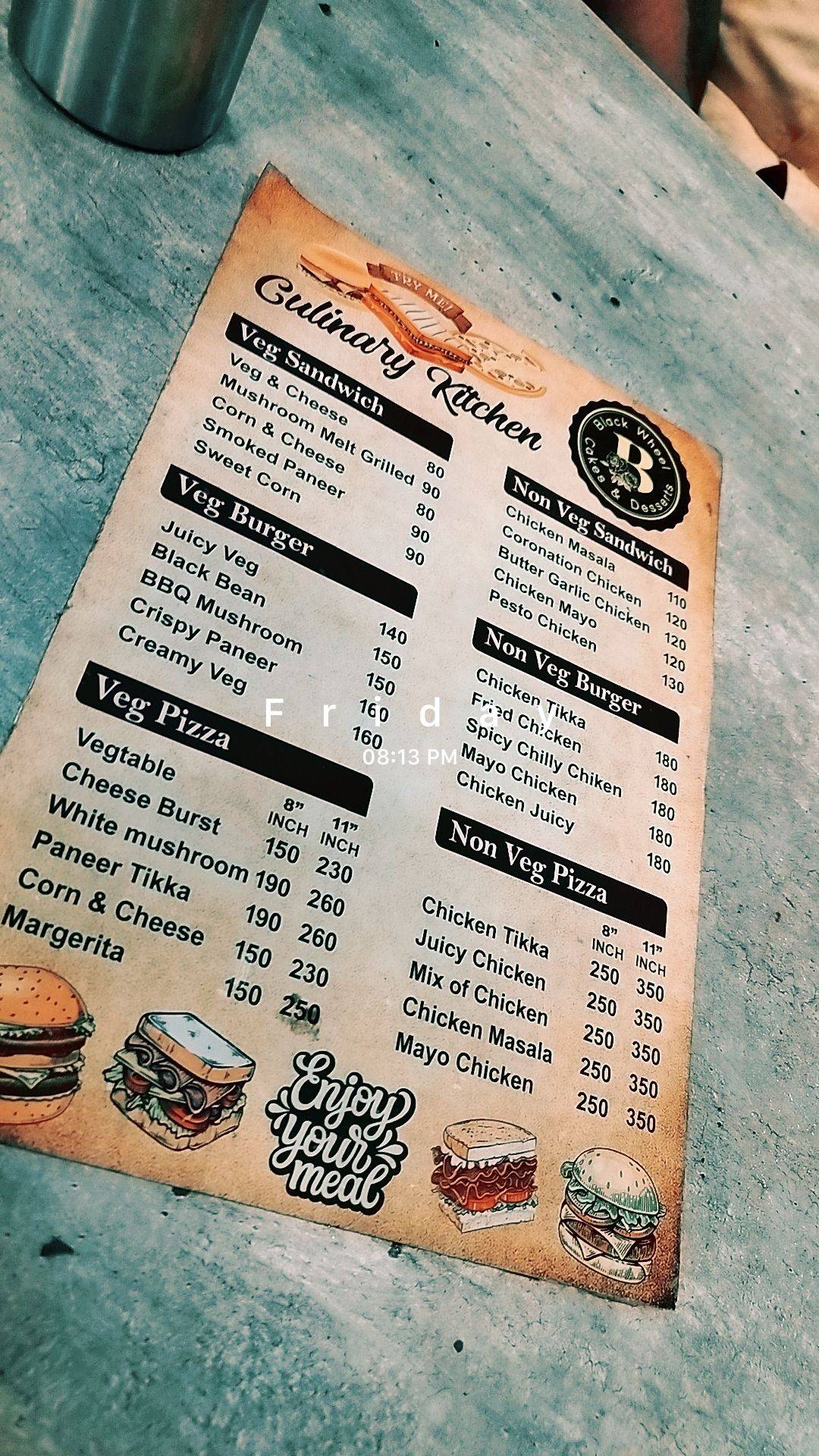 Black Wheel Cakes menu