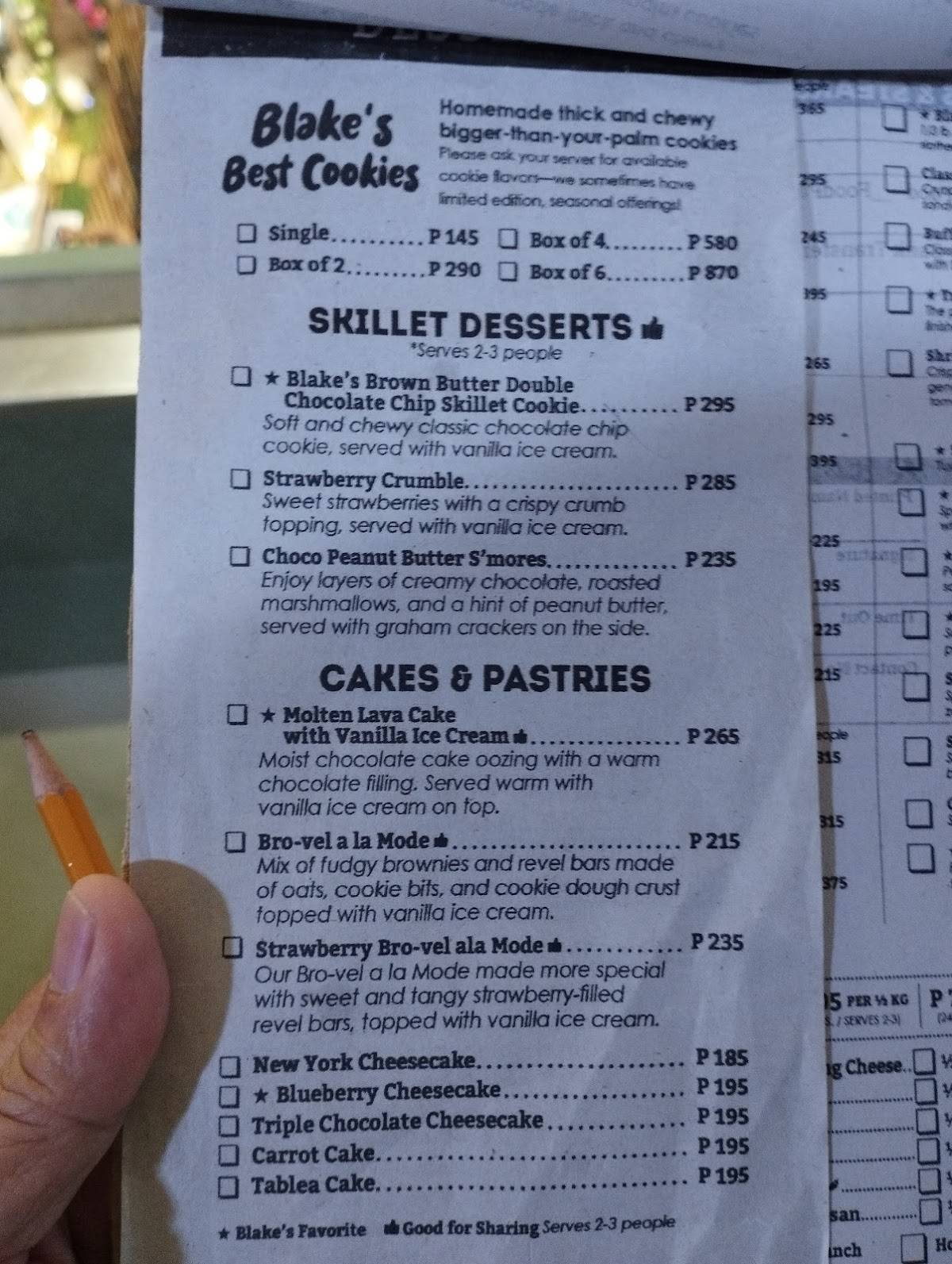 Menu at Blake's Wings & Steaks restaurant, Quezon City, Upper Ground Floor