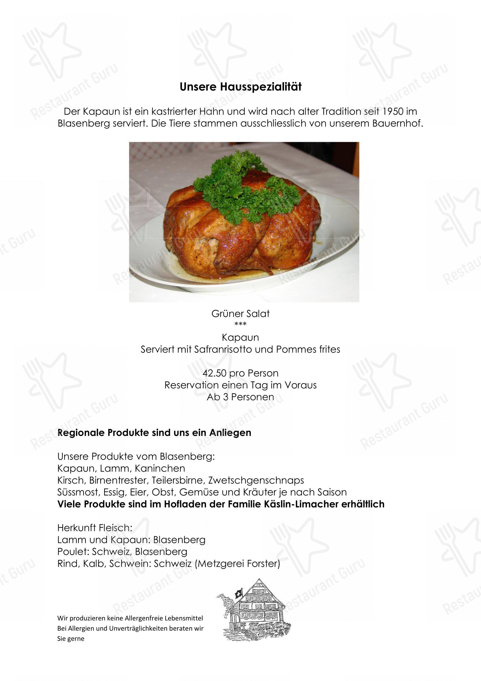 Menu bar per Blasenberg ristorante