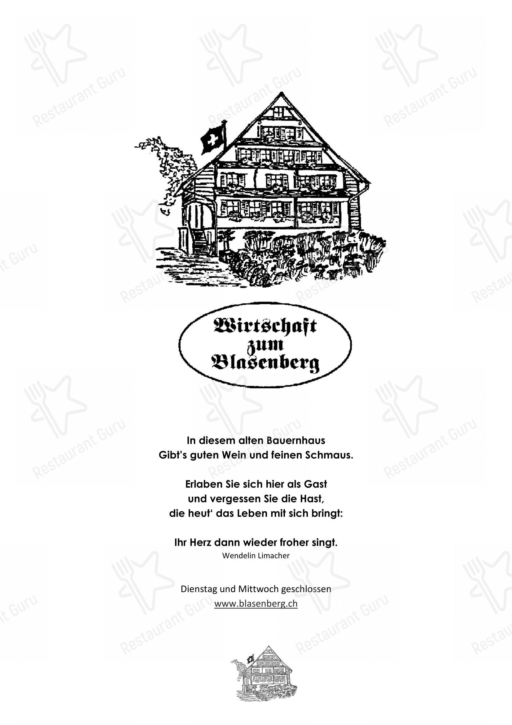 Menu per Blasenberg in Zugo