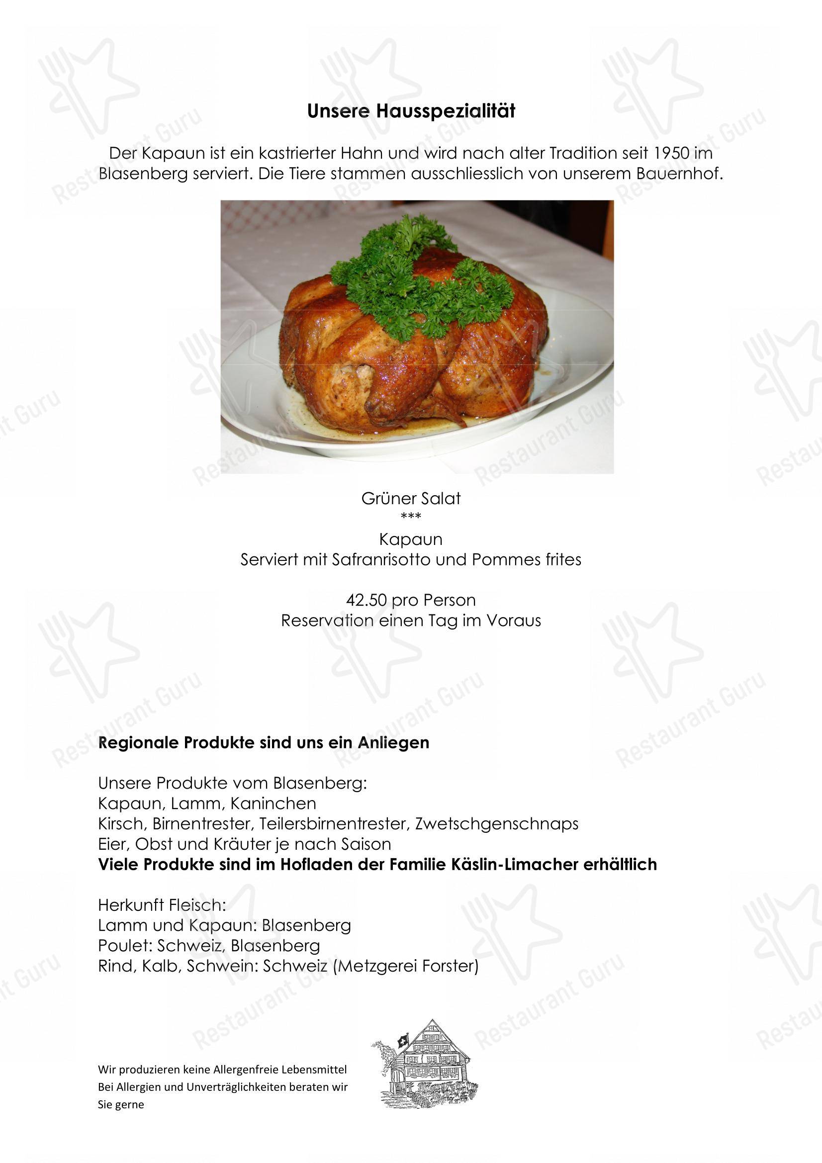 Menu di Blasenberg - Menu