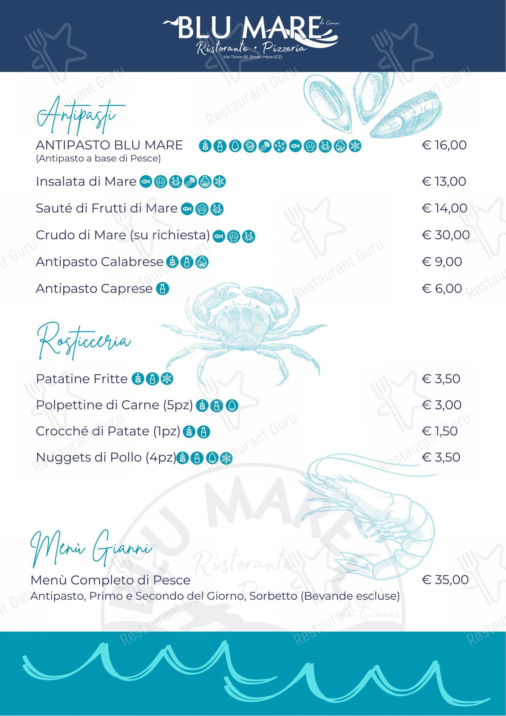 Blu Mare - Ristorante Pizzeria in Simeri Mare - Menu