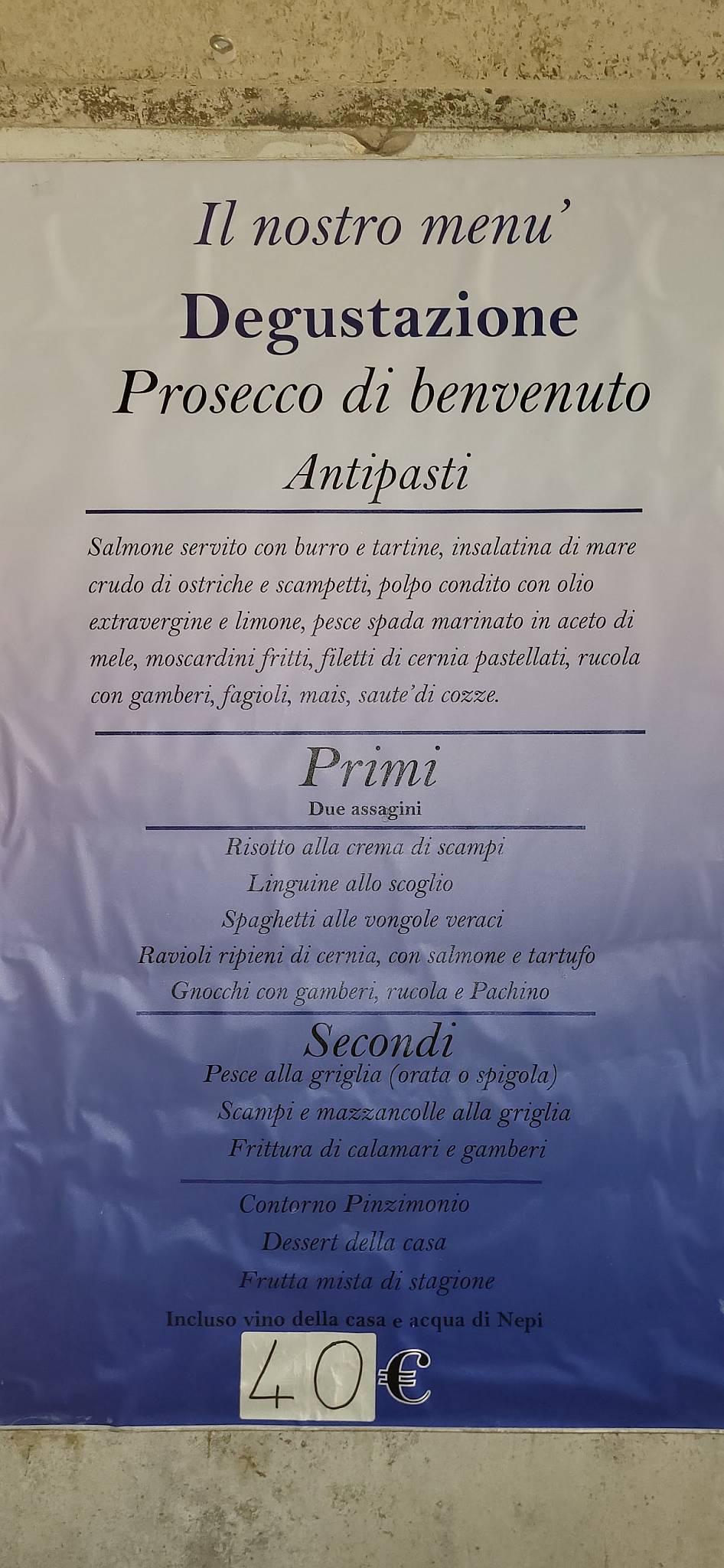 Menu de Blu Marino