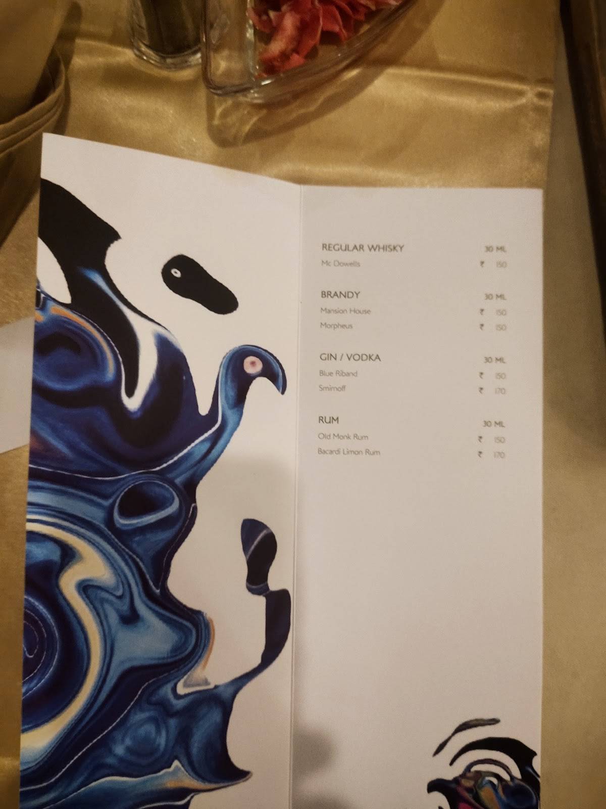 Blue Fox menu
