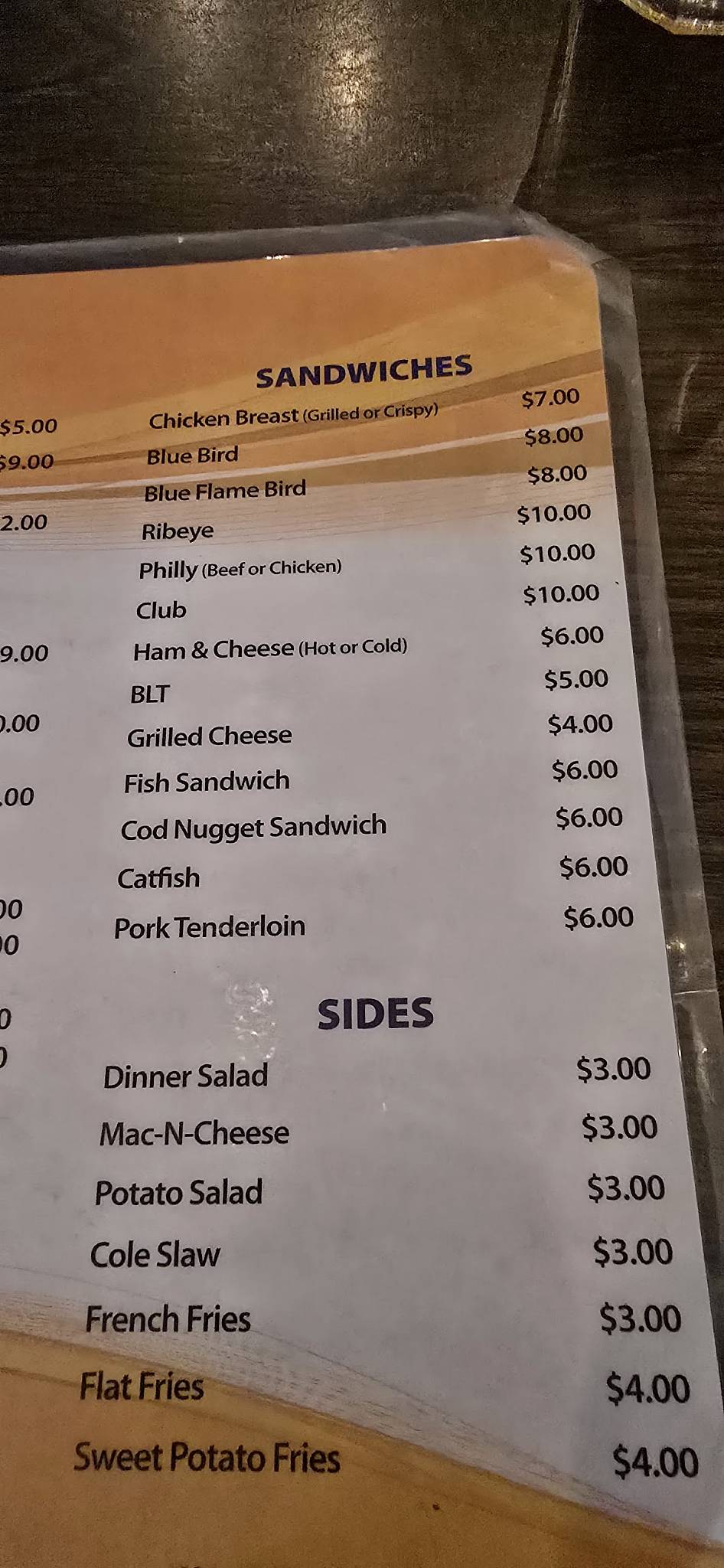 Menu at Blue Room pub & bar, New Minden