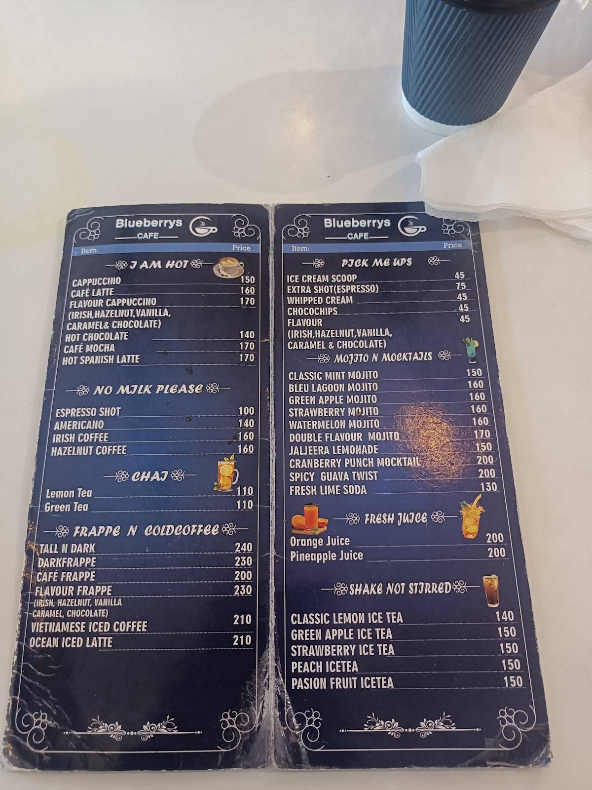 Blueberrys cafe Bhubaneswar menu