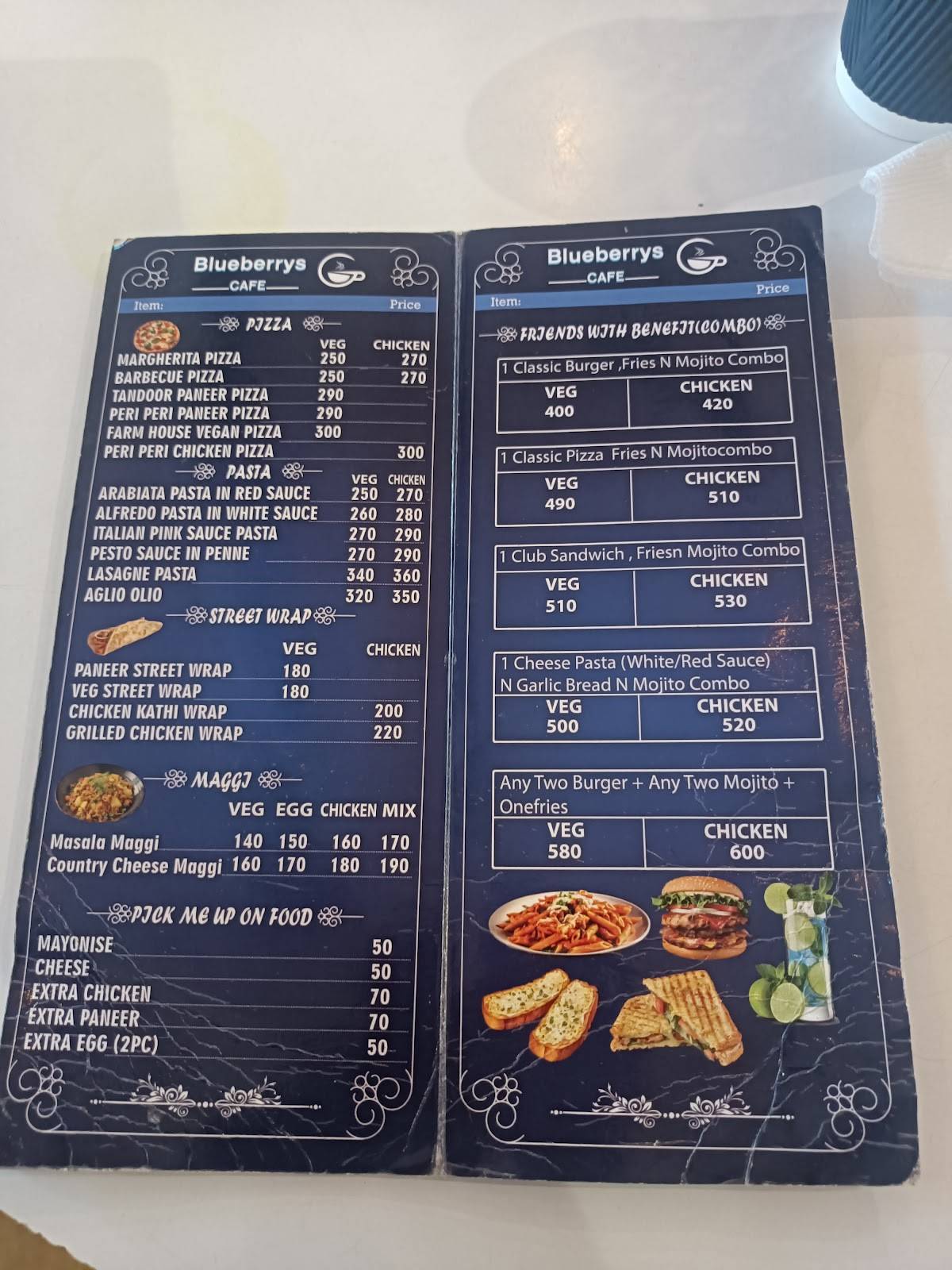 Blueberrys cafe Bhubaneswar menu