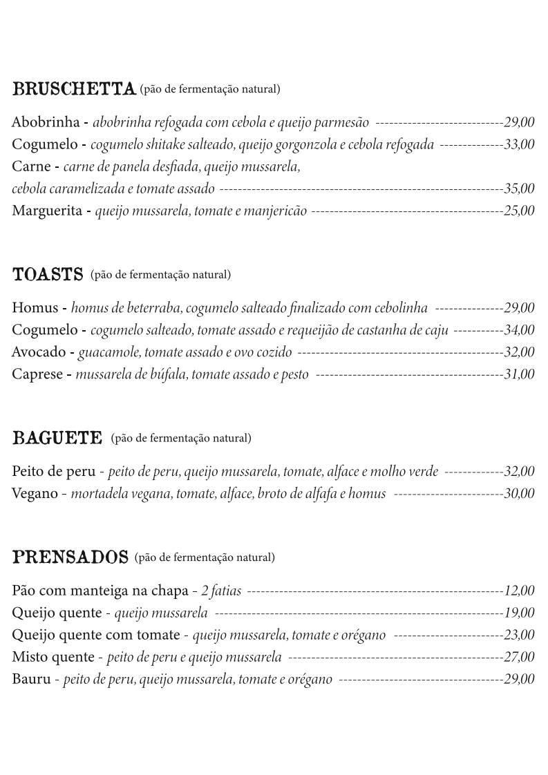 Orgânica cardápio