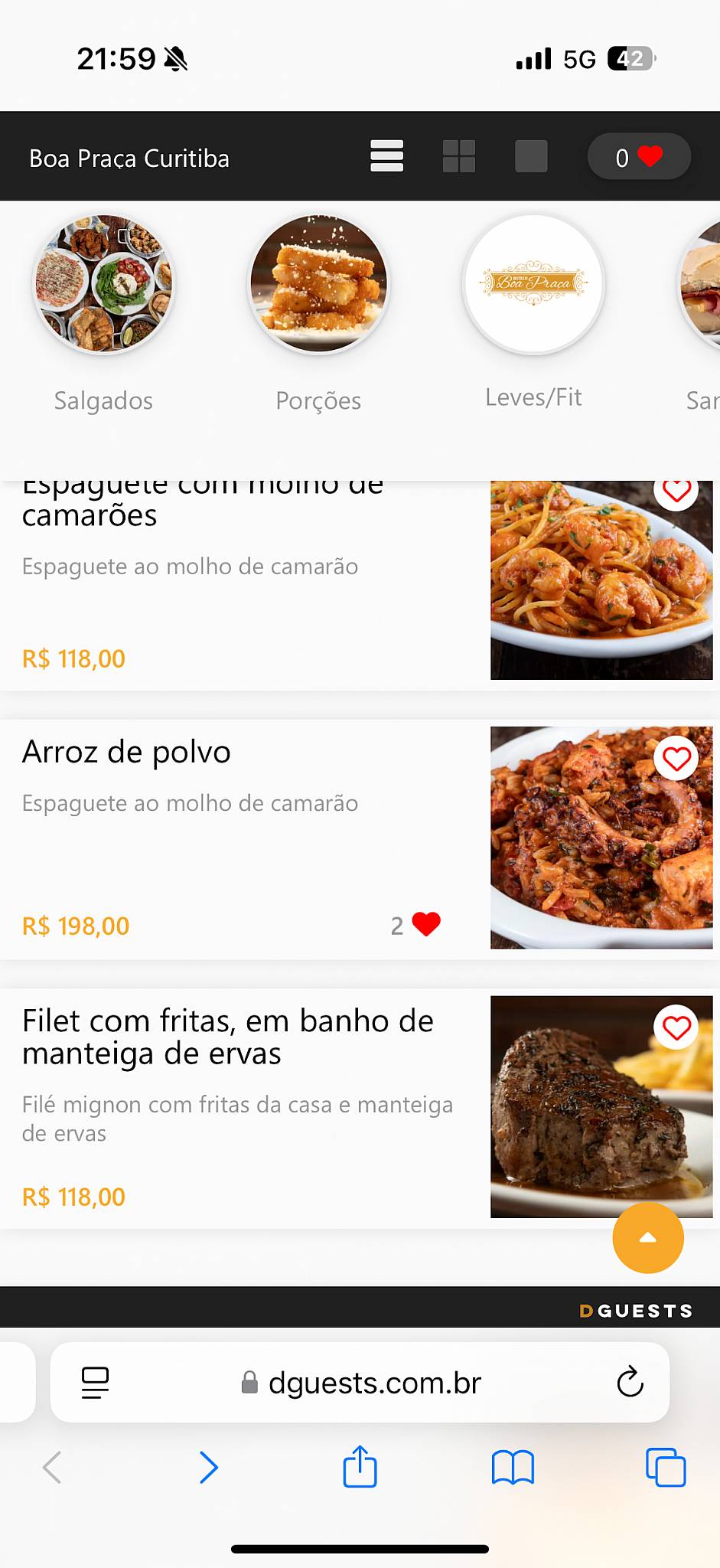 Boa Praça cardápio