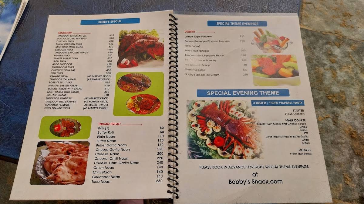 Bobby's Shack menu