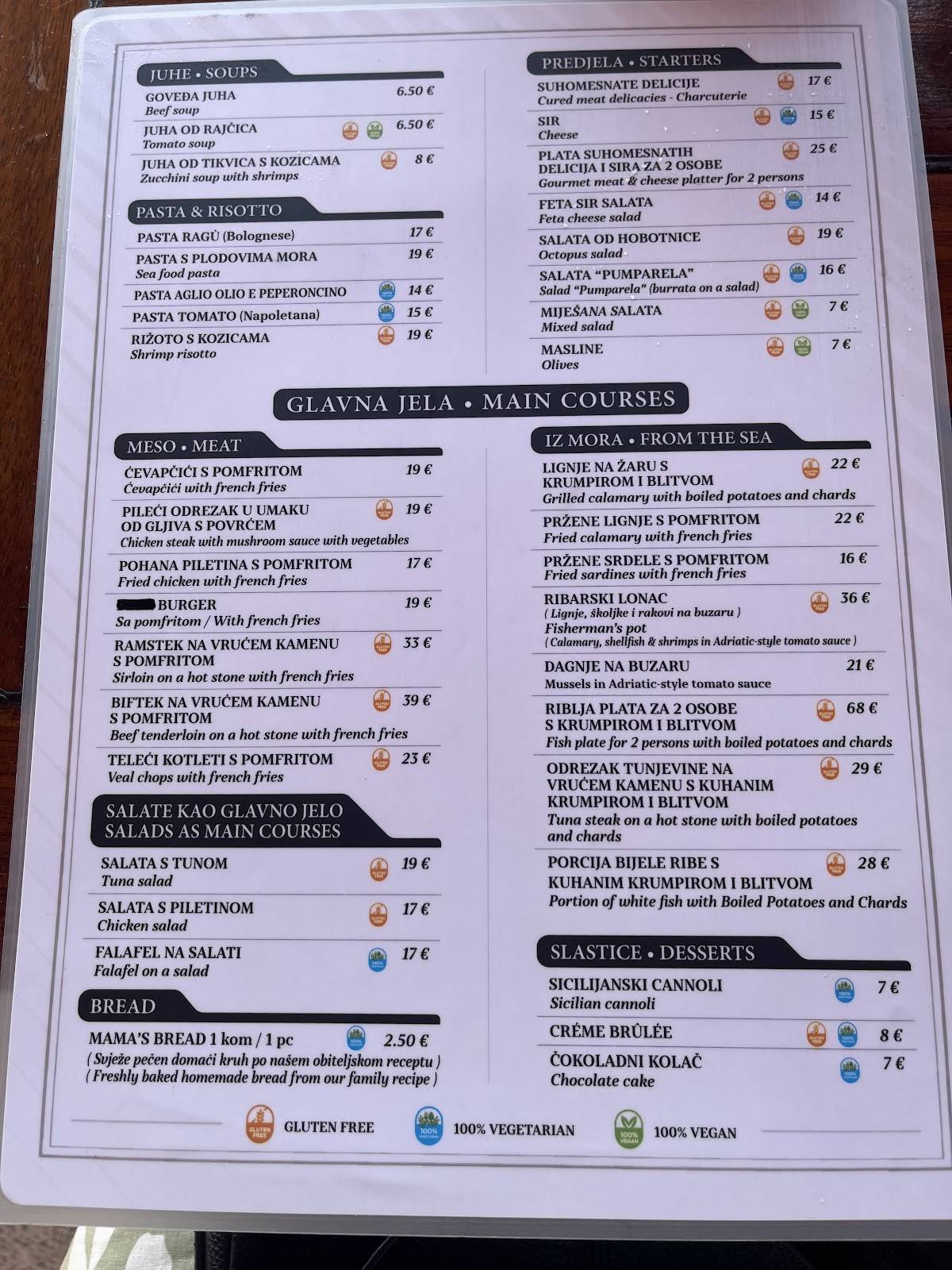 Menu de Pumparela Restaurant