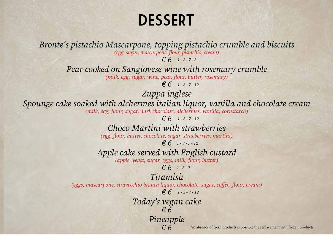 Menu di Buca San Petronio 