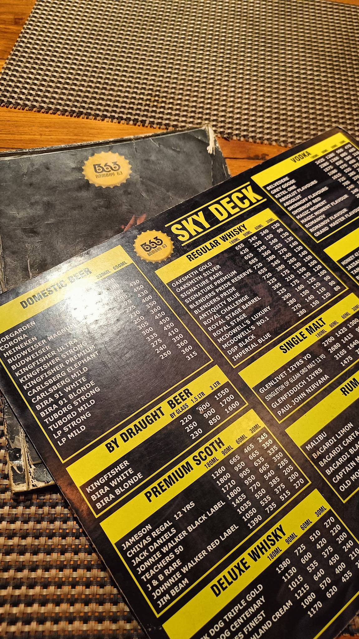 Bombay63 menu