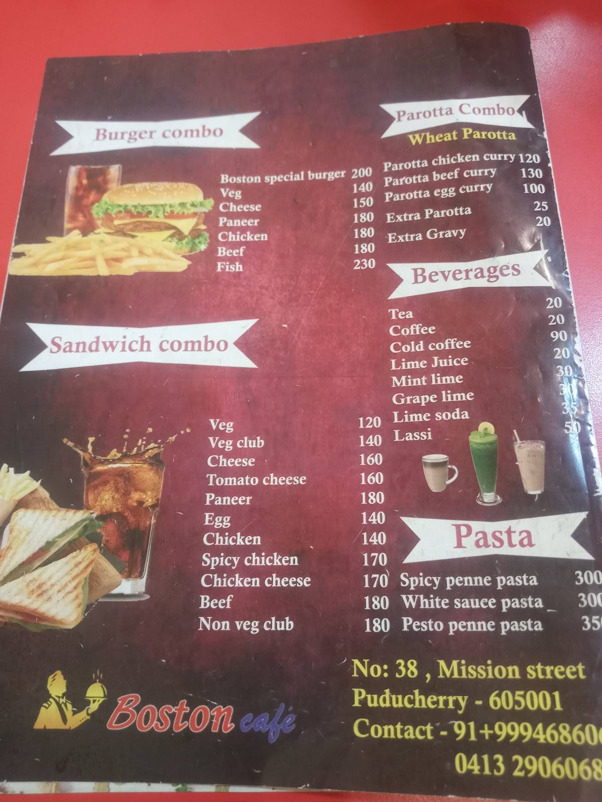 Boston Cafe menu