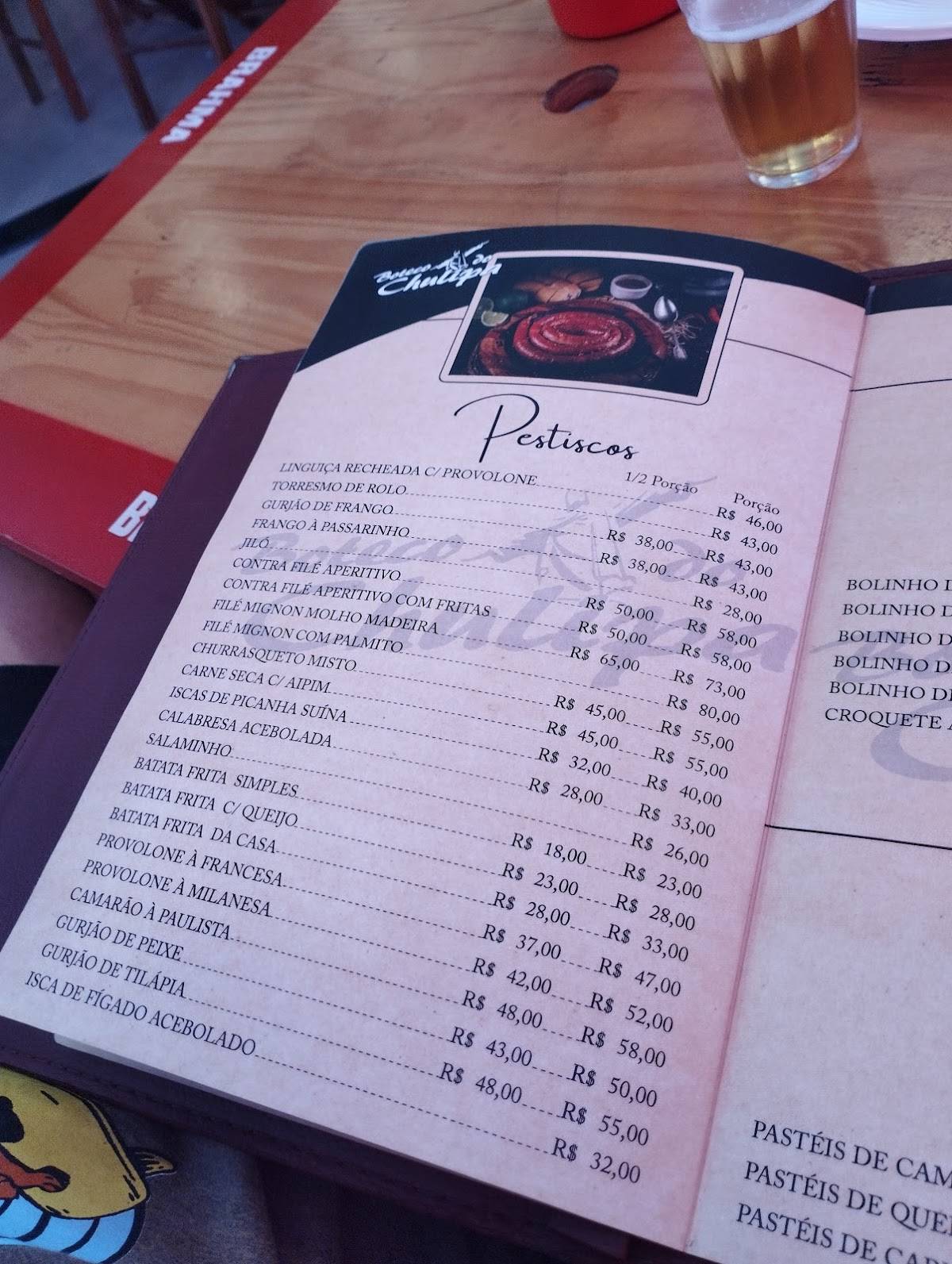 Boteco do Chulipa cardápio