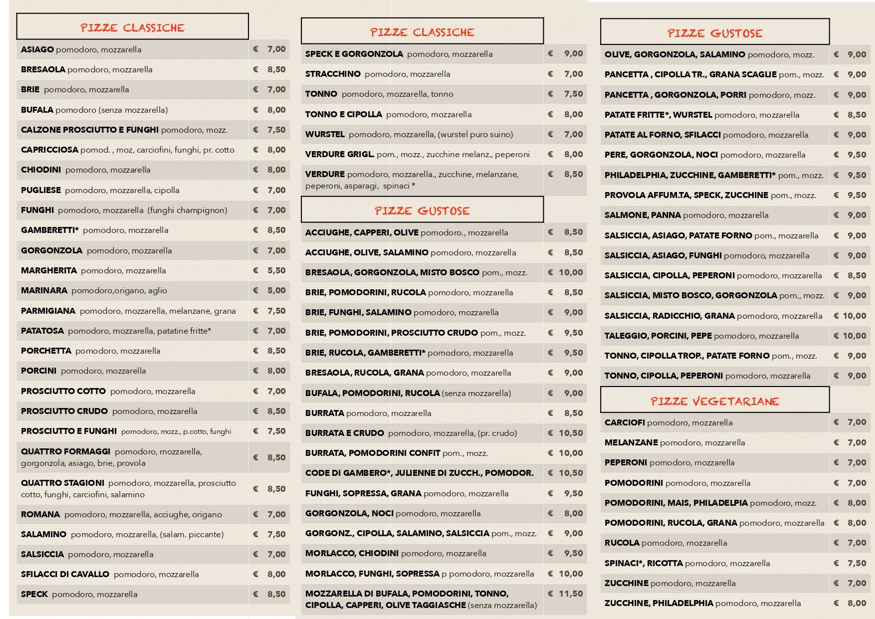 Menu di Bottega Della Pizza 