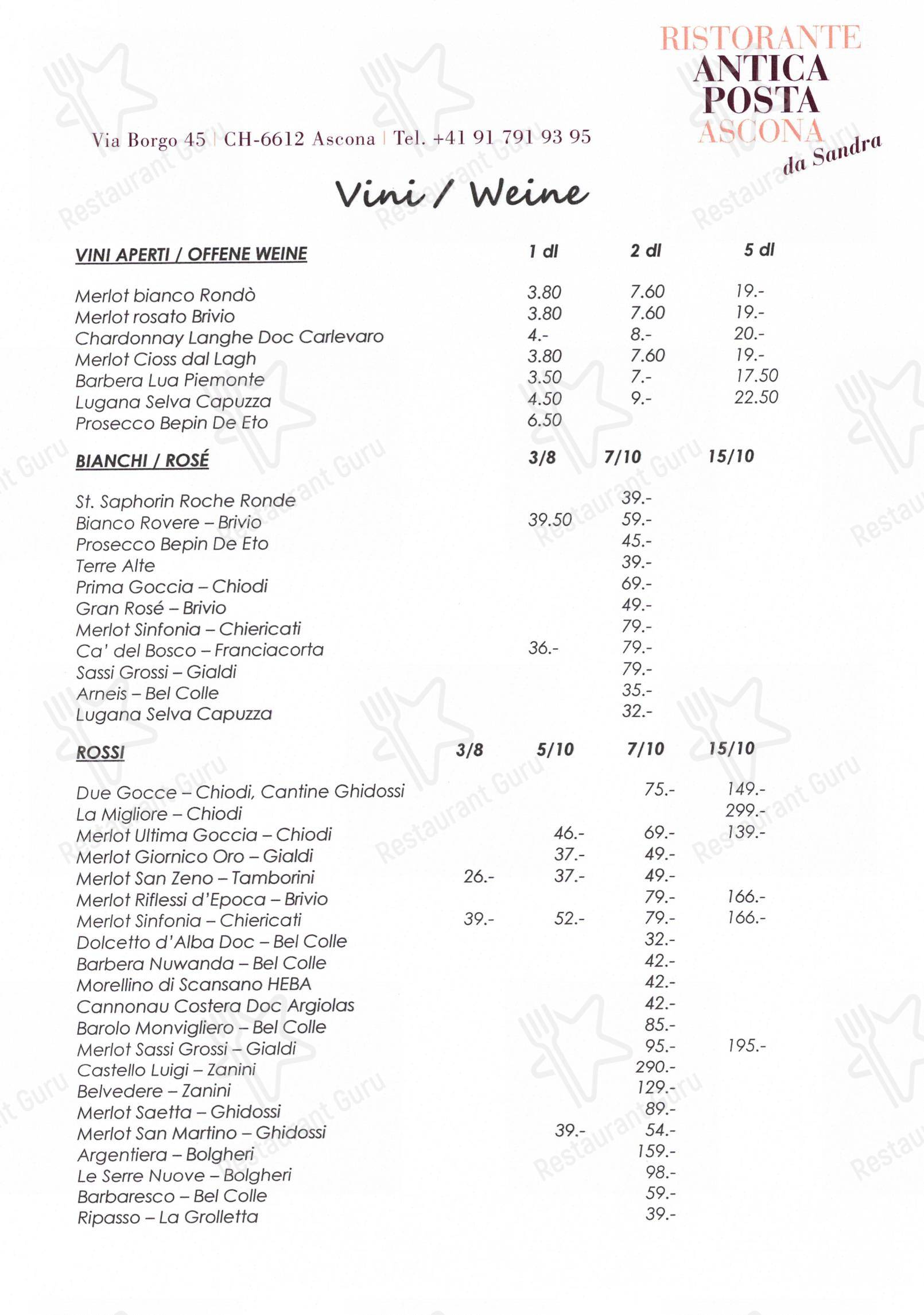 Menu per Boutique-Hotel & Ristorante Antica Posta ristorante