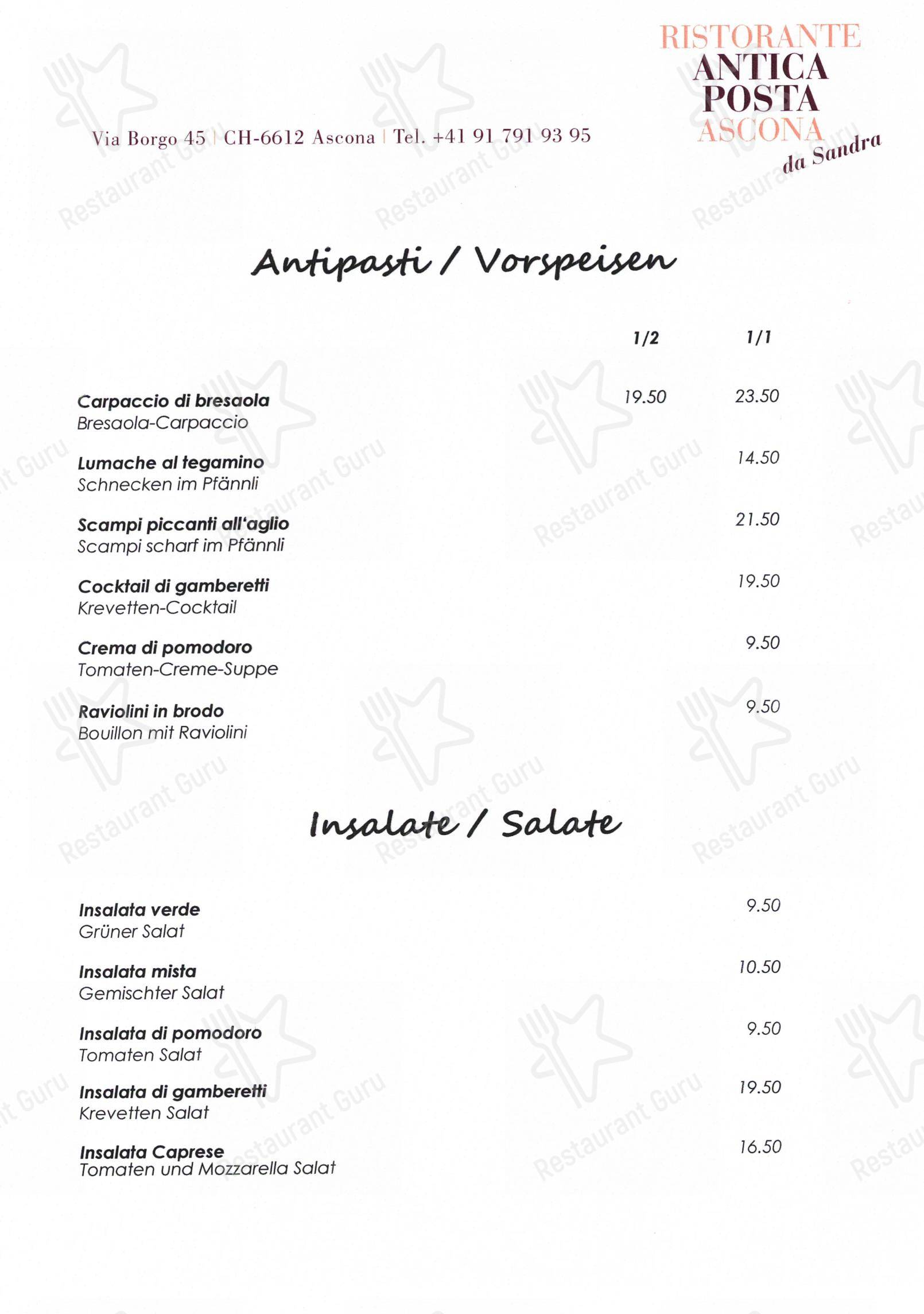 Menu di Boutique-Hotel & Ristorante Antica Posta - Menu