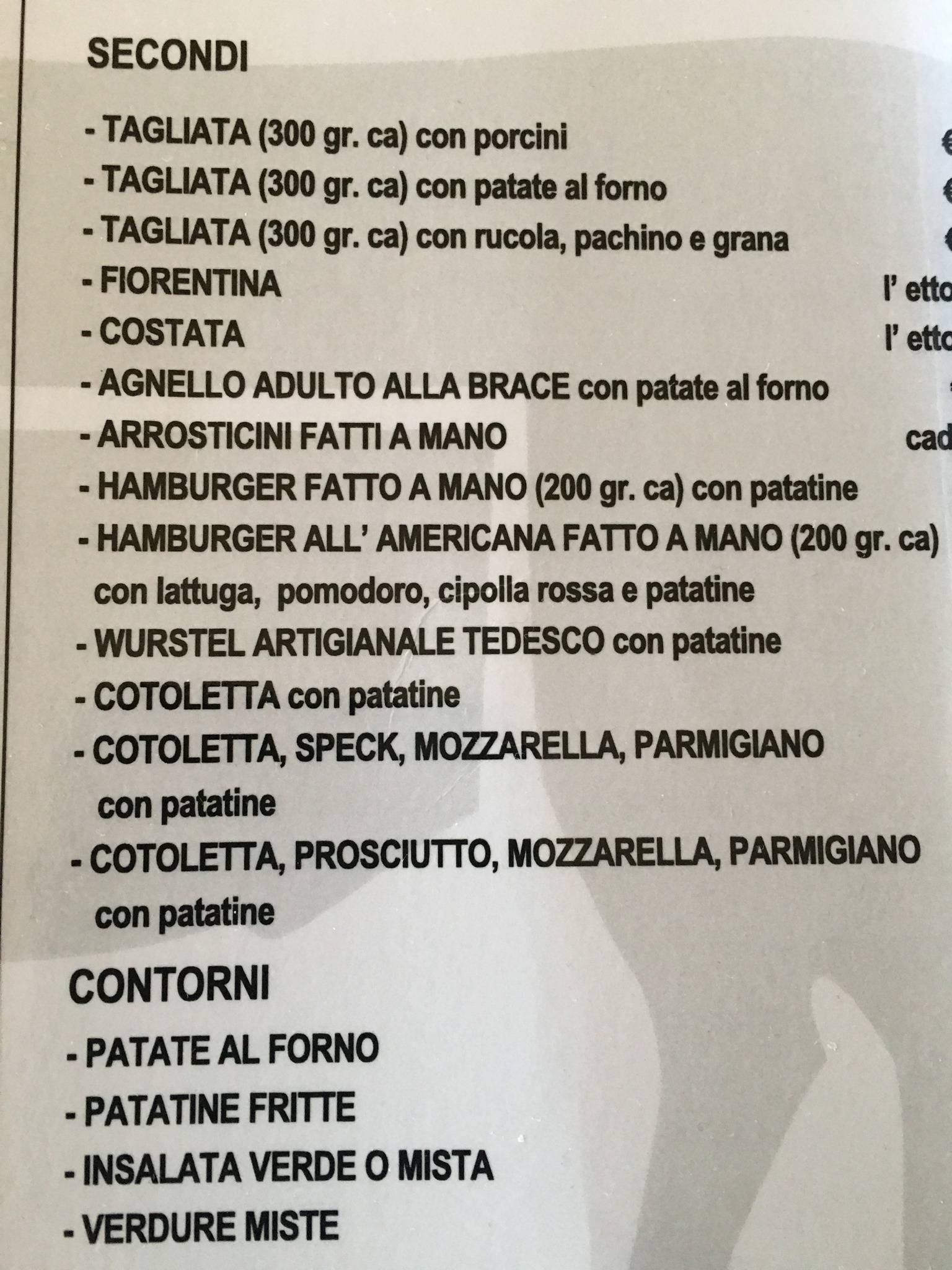 Menu di Braceria Reale 