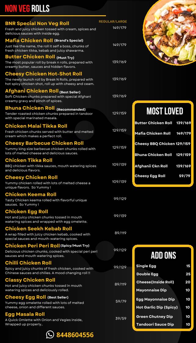 Break N Rolls menu